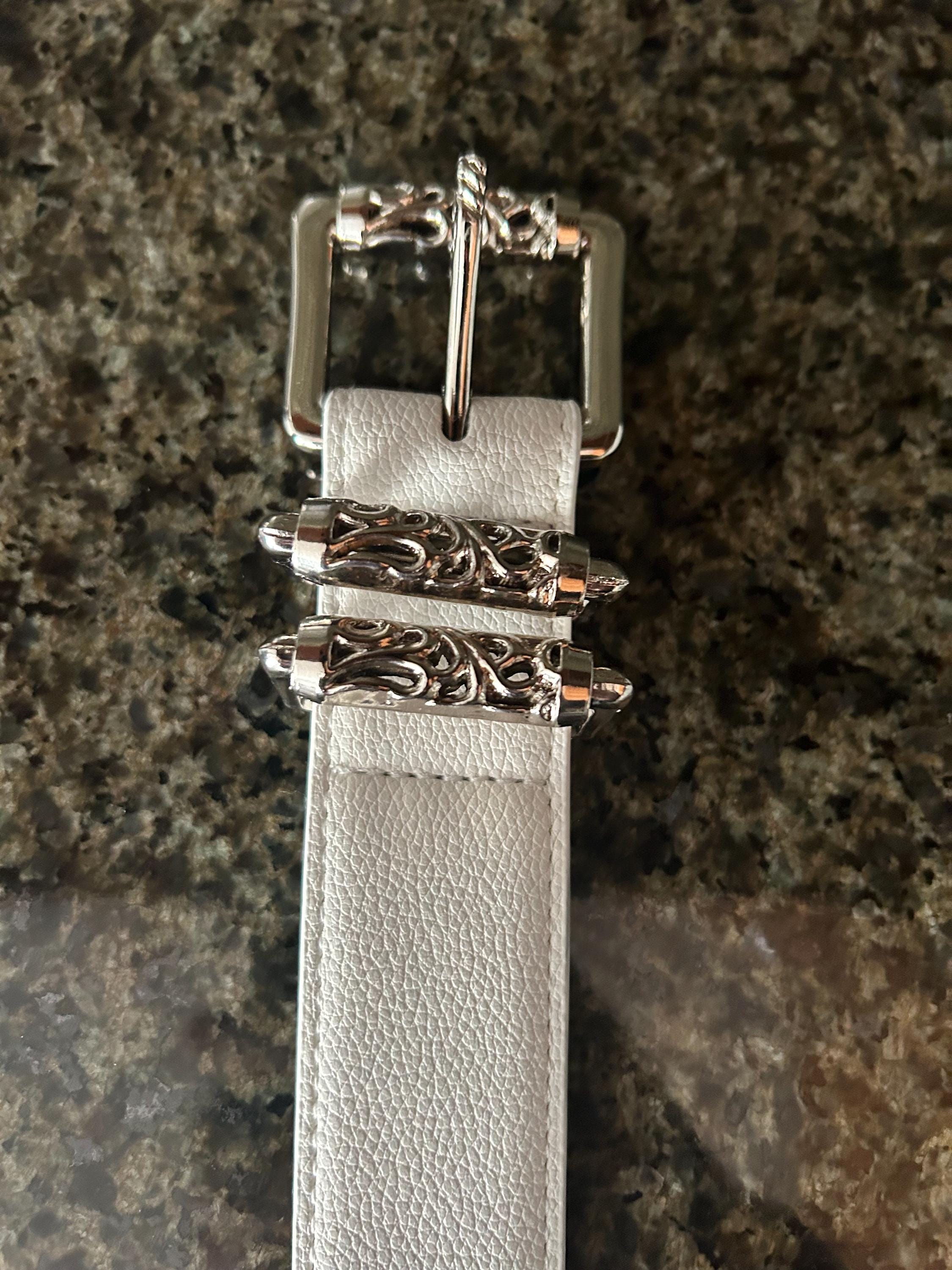 CUSTOM Chrome Hearts White Roller Leather Belt Crosses Opium