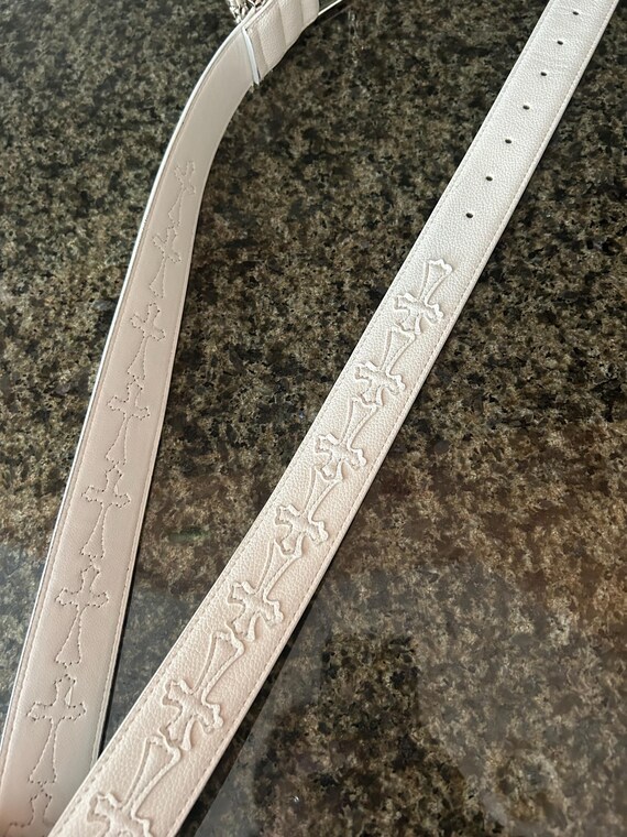 CUSTOM Chrome Hearts White Roller Leather Belt Crosses Opium