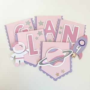Girl Space Birthday Banner, Outer Space Banner, Girl Space Birthday, Outer Space Birthday Party Decor, Outer Space theme, GIrl Space Decor