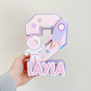 Girl Space 3D Letter, Girl Space Birthday, Outer Space Birthday Party Decor, Pastel Space Decor, Pink Space Decor, Two the Moon