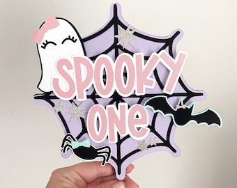 Spooky One, Spooky Cake Topper, Pink Halloween Cake topper, Halloween Shaker Cake Topper, Pastel Halloween