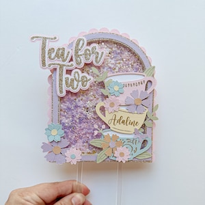 Tea for Two, Tea for Two Cake Topper,  Tea Party Birthday, Tea Party Birthday Banner, Tea Party Decor, Tea Party Theme, Let&#39;s Partea Topper