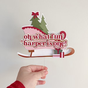 Oh What Fun Cake Topper, Oh What Fun It is To Be One! , Christmas 1st Birthday, Sleigh Birthday Decor, Pink Christmas Birthday Decor,