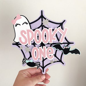 Spooky One, Spooky Cake Topper, Pink Halloween Cake topper, Halloween Shaker Cake Topper, Pastel Halloween