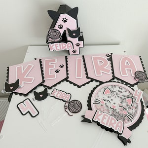 Cat Cake Topper Set With Ears & Eyelashes - Glitter Decor For Cat Themed Birthday Party - View #10