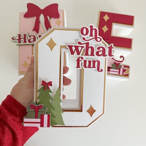 Oh What Fun 3D Letters, Oh What Fun it is to Be One, Oh What Fun birthday decorations, Sleigh Birthday Decor, Pink Christmas Birthday Decor