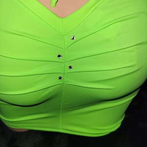 Exotic Dancewear Sexy Adult Entertainer Stripper Neon Green W/stones