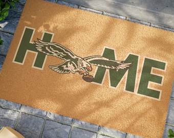 Eagles Philadelphia Football Jalen Hurts Season Welcome Mat, Football Fan Door Mat , Sports Welcome Mat, Funny Football Mat 24x16
