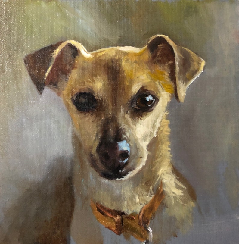 Oil painting of YOUR dog, ready to hang. Custom hand crafted art to memorialize your Good Dog or gift to a loved one. image 8