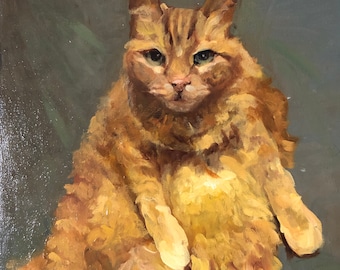 Oil painting of YOUR cat, ready to hang. Custom hand crafted art to memorialize your Good Kitty or gift to a loved one.