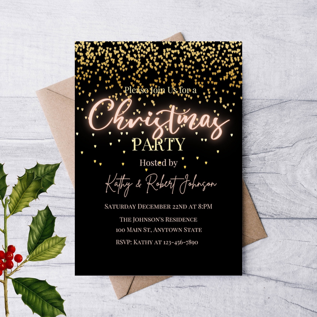Pink and Gold Christmas Party Invitation, Xmas Party Invite That is