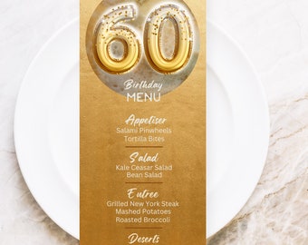 Printable 60th Birthday Menu - Etsy