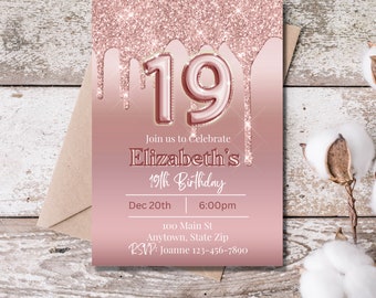 19th Birthday Invitation - Etsy Australia