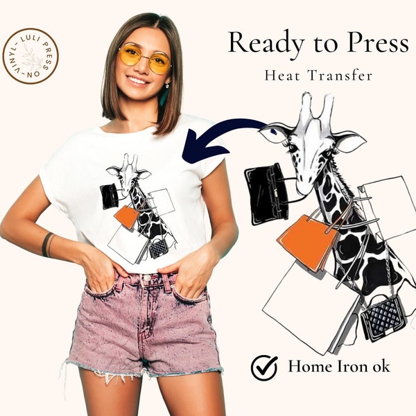 DTF Heat Transfer - Iron on patches For Clothing - DIY - Washable T-Shirts On Patches - Black And White - Fashion Giraffe