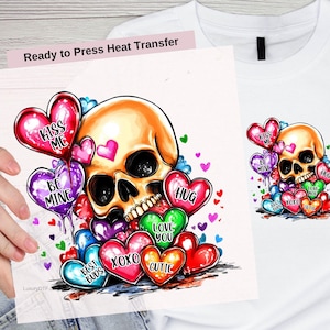 Retro Valentine Skull DTF Transfer: Ready To Press