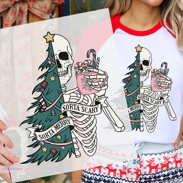 Sorta Scarry Sorta Merry dtf transfer, Sorta scary sorta merry Christmas, Fashion DTF transfer, Ready to press Christmas designs