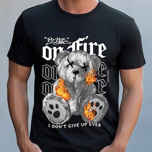 Streetwear Graffiti Teddy Bear DTF Transfer: Edgy Urban Design
