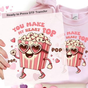 Retro Valentine&#39;s Day DTF Transfer: You Make My Heart Pop, Ready To Press