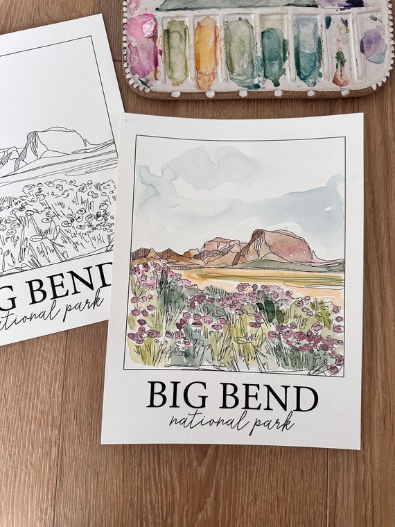 Big Bend DIY Watercolor Kit Big Bend Art Date Night Paint Night Texas Learn  to Paint Adult Art Kit Christmas Gift for Creatives 