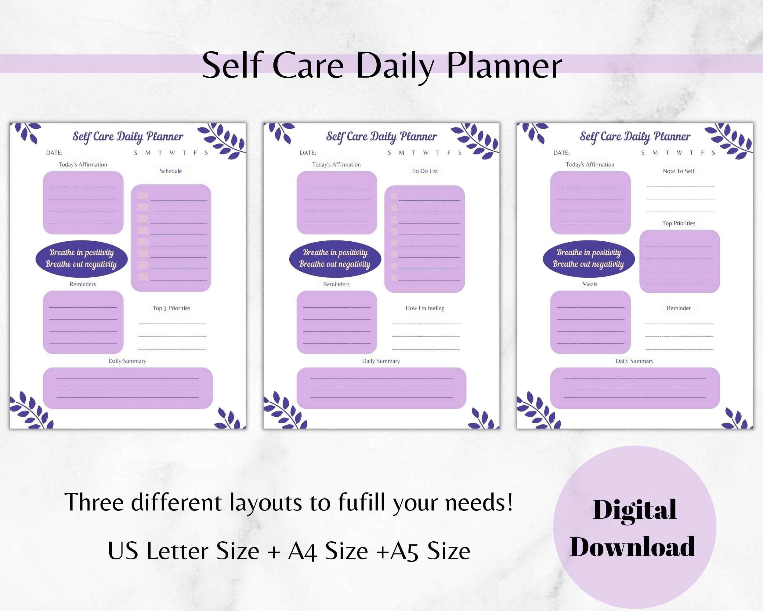Self Care Daily Planner Printable Affirmation & Quote Daily - Etsy