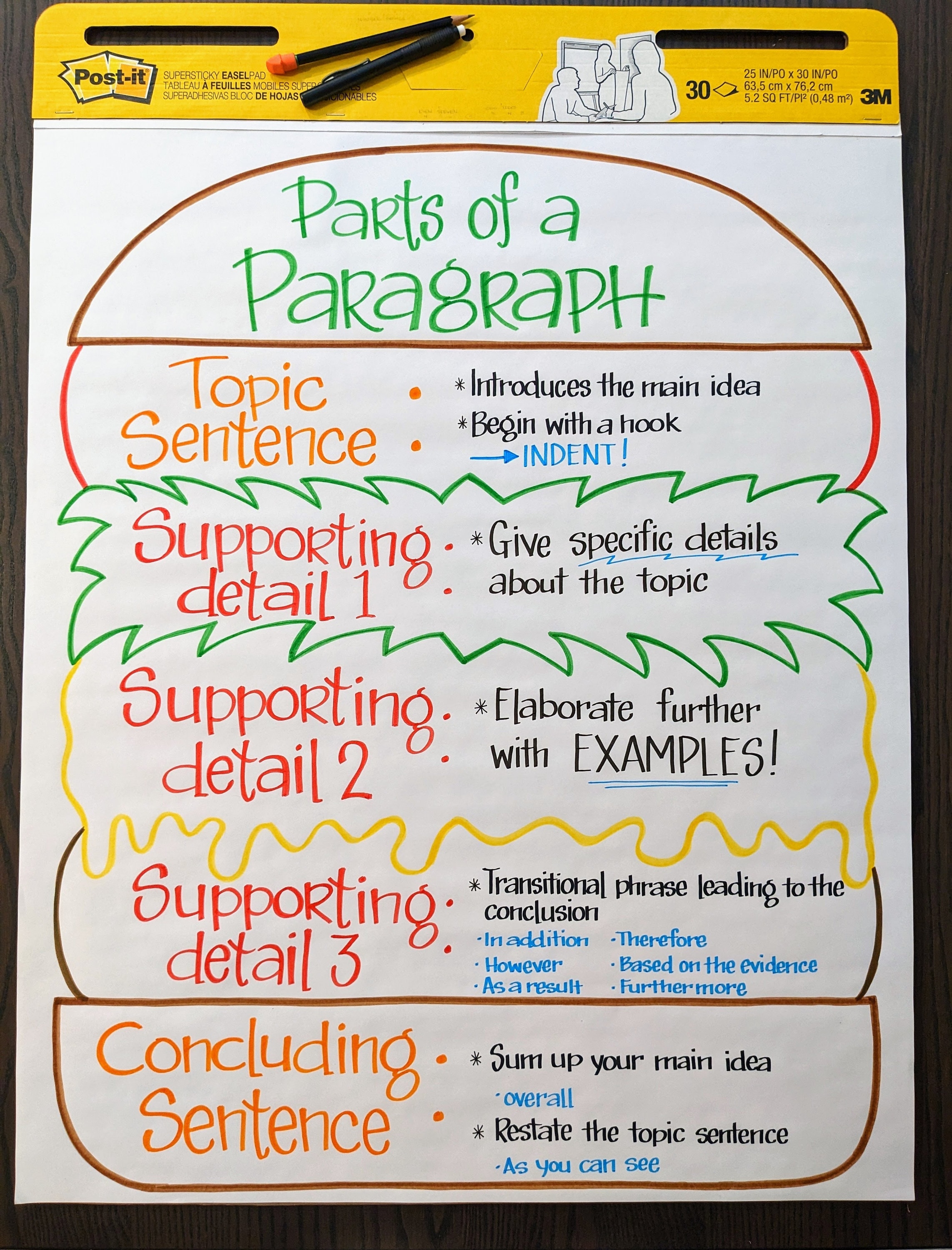 LAMINATED Parts of a Paragraph Anchor Chart 