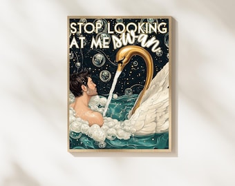 Lámina artística de baño de Billy Madison: "Deja de mirarme, cisne" (descarga digital)