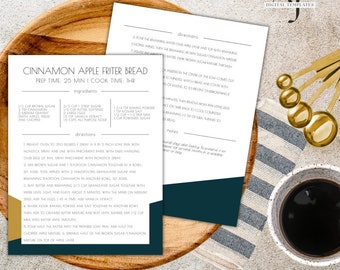 Cartão de receitas para impressão, cartão de receitas editável, livro de receitas personalizado, fichário de receitas, modelo de cartão de receitas, cartões de receitas de bebidas - AJ01