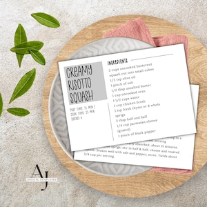 Recipe Card Printable, Editable Recipe Card, Personalized Recipe, Simple Recipe Binder, Digital Recipe Book, Recipe Page, Template - AJ01