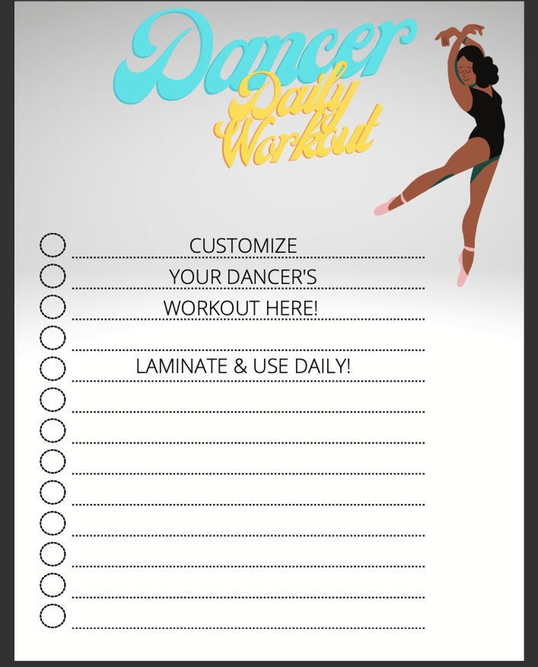 Competitive Dancer Daily Routine Dancer's Daily Workout - Etsy