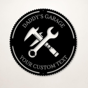 Benutzerdefinierte Metall Garage Zeichen, Vatertagsgeschenk, personalisierte Mann Höhle Dekor, Werkstatt