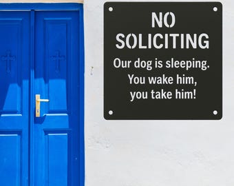 Custom No Soliciting Metal Sign, Square Laser Cut Sign