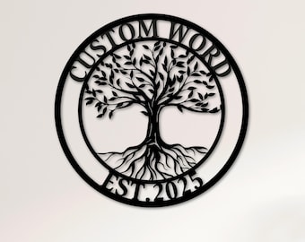 Custom Tree of Life Metal Sign, Personalized Family Name, Est. Sign