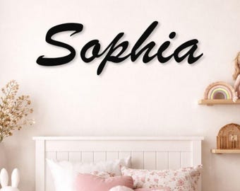 Placa de metal personalizada com nome, decoração de quarto, berçário, arte de parede com nome da família, resistente às intempéries.