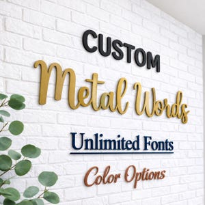 Custom Metal Words, Your Text, Personalized Wall Art, Nursery Decor, Business Sign