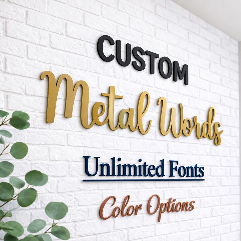 Custom Metal Words, Your Text, Personalized Wall Art, Nursery Decor, Business Sign
