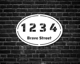 Custom Oval Metal Address Sign, Outdoor House Number Plaque, Weatherproof, Laser Cut