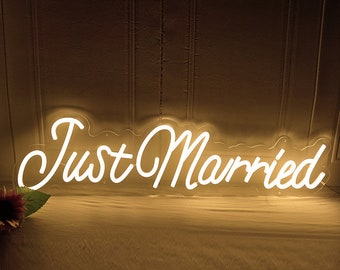 Just Married Neon Sign, Neon Wedding Sign, Wedding Decor, Custom Neon Sign, Party Neon Sign Led Decoration, Engagement Party, Couple Gift