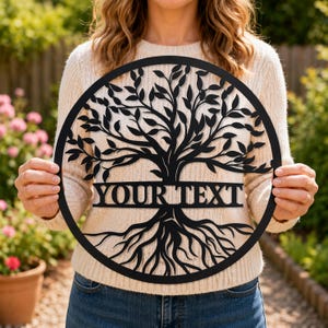 Custom Metal Tree of Life Sign: Personalized Family Name Wall Art, Door Hanger