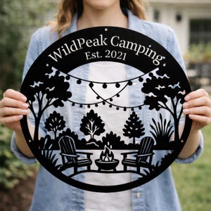 Custom Metal Campfire Sign, Personalized Cabin, Camp Decor, Camping Name Sign, Camper Gift