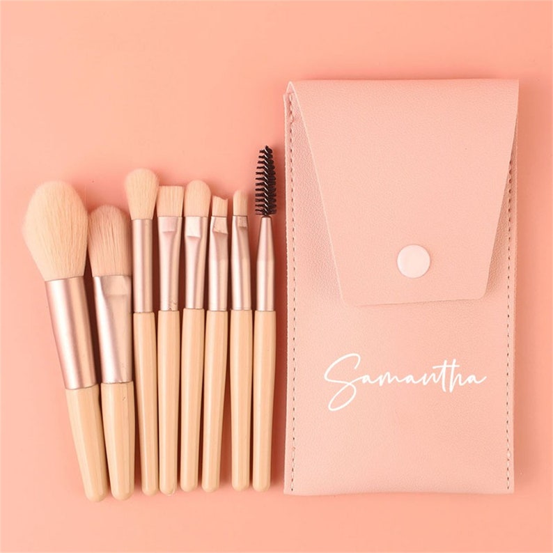 Personalized Makeup Brush Set8pcs Travel Makeup Bagcustom Etsy