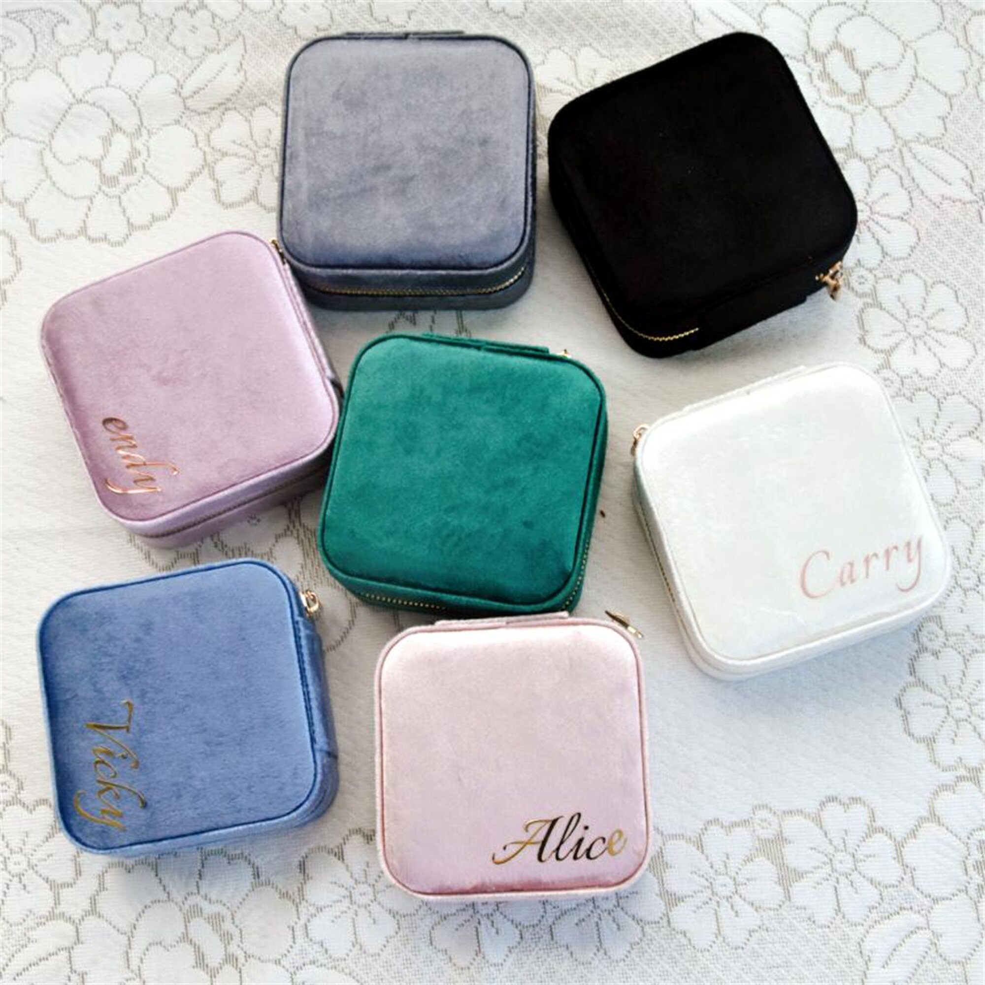 Personalized Velvet Jewelry Box Custom Travel Jewelry Case Etsy
