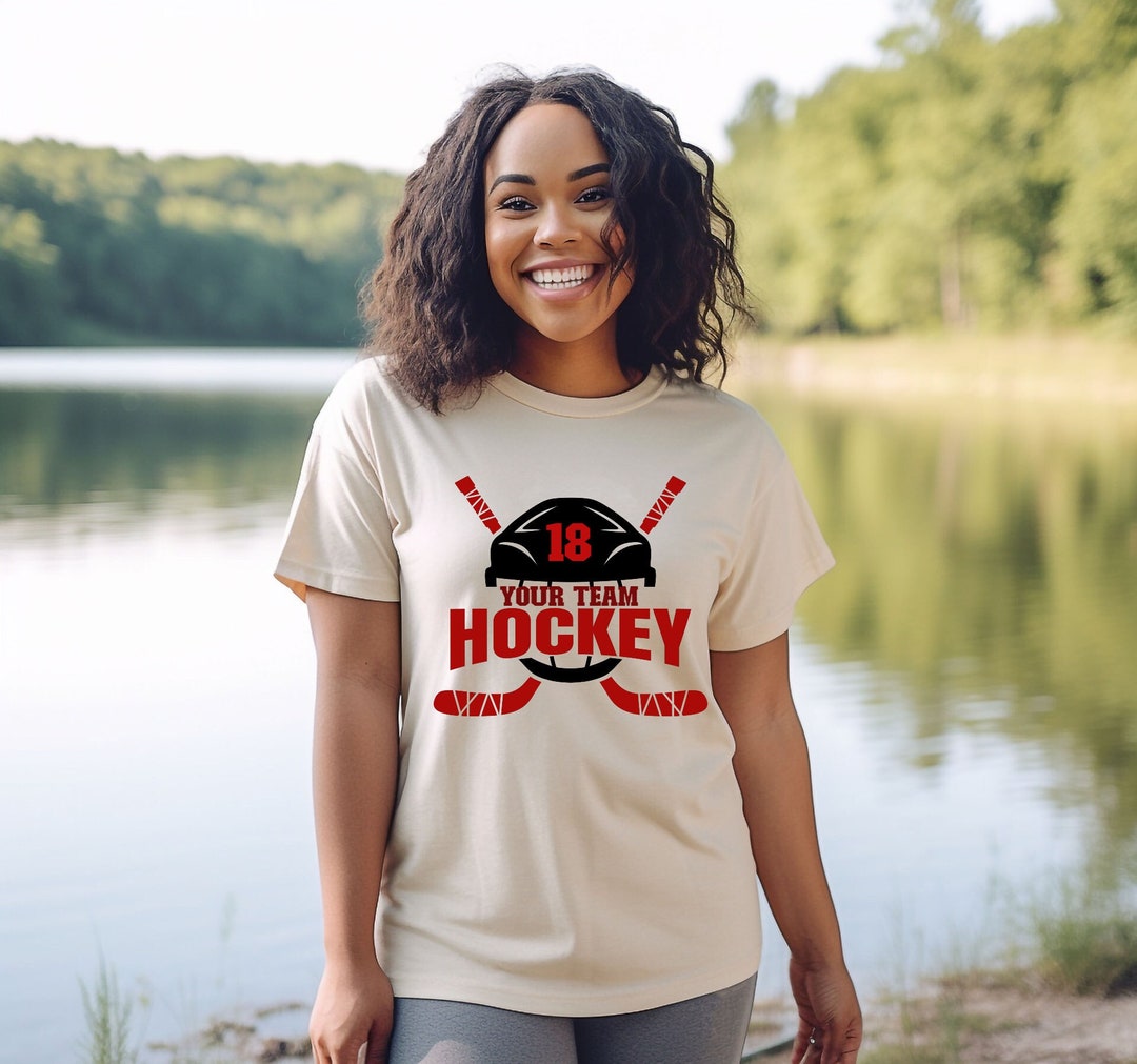 Custom Hockey Tshirt, Personalized Team Number and Team Name, Custom