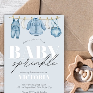 Baby Boy Sprinkle Invitation, Baby Sprinkle Invite, Boy Sprinkle Invitation, Boy Baby Sprinkle, Minimal Design Boy, Sprinkle Invite Boy