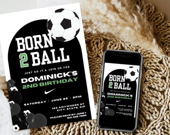 2nd Birthday Invitation Printable Boy, Soccer Birthday Invitation, Editable Invite, Soccer Themed Party, Sports Birthday Invite