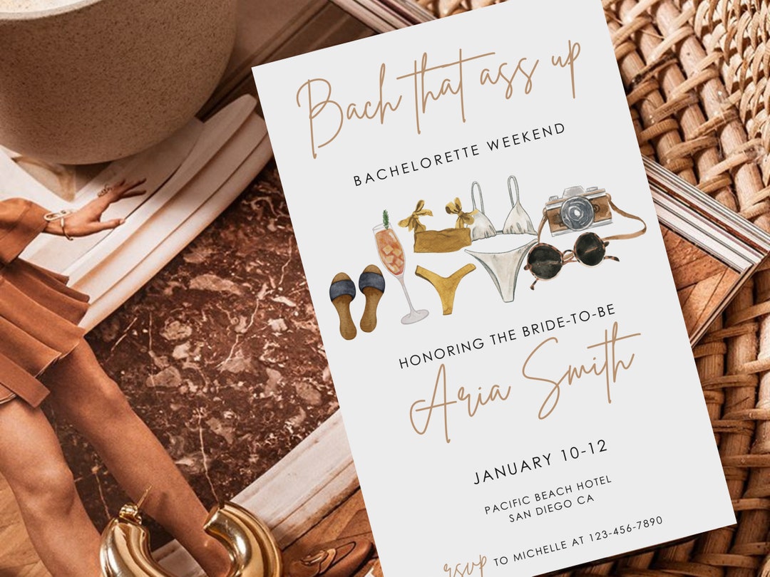 Evite Bachelorette Party
 Bach That Ass up Evite Bachelorette Party Invite Template Etsy