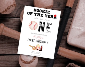 Baseball Birthday Invitation, Little Slugger First Birthday invite, First Birthday Baseball Invitation, Baseball Theme, Bday Baseball Invite