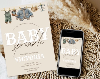 Western Baby Sprinkle Invitation: Cowboy Rodeo Theme (Digital Download)