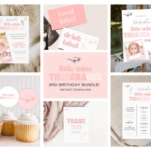 Little Miss Threenager 3rd Birthday Invitation Bundle (Digital Download)