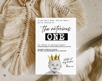 Notorious One Birthday Invitation, The Big One Birthday Invitation Template, First Birthday Invitation, First Bday Invite, 1st Bday Invite