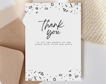 Beruchte één verjaardag dank u kaartsjabloon, beruchte één decor verjaardag, decor van de eerste verjaardag, eerste verjaardag dank u kaart, 1e verjaardag kaart